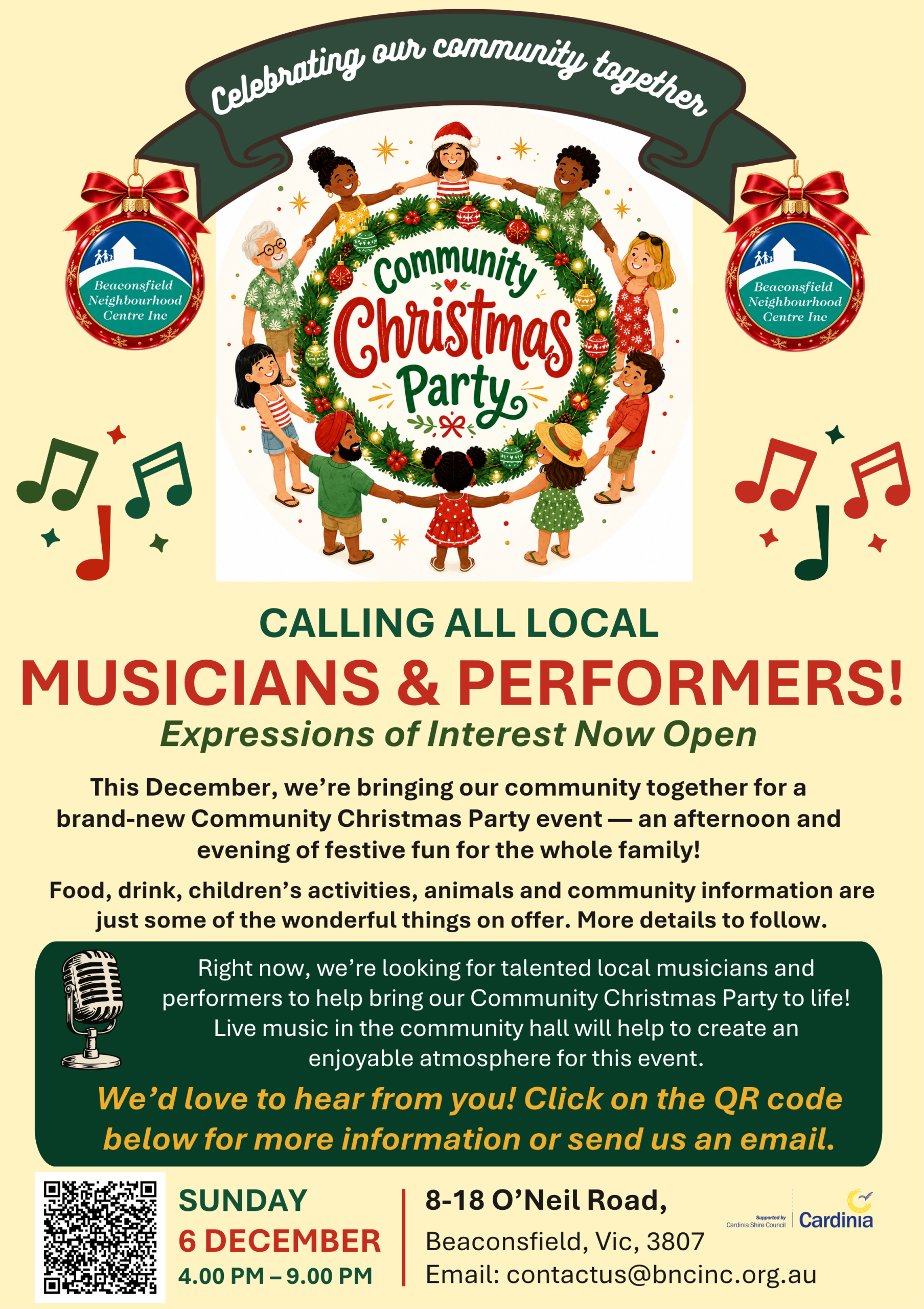 Community Christmas Party Musicians Flyer